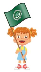 bambina con bandiera lega araba