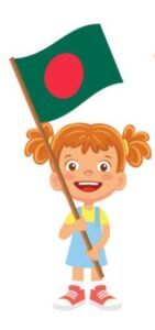 Bambina con bandiera del Bangladesh