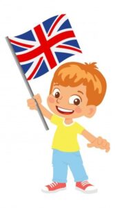 Bambina con bandiera inglese